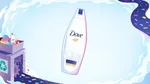 Dove body wash SKU. Recycling machine makes new plastic from recycled bottles.